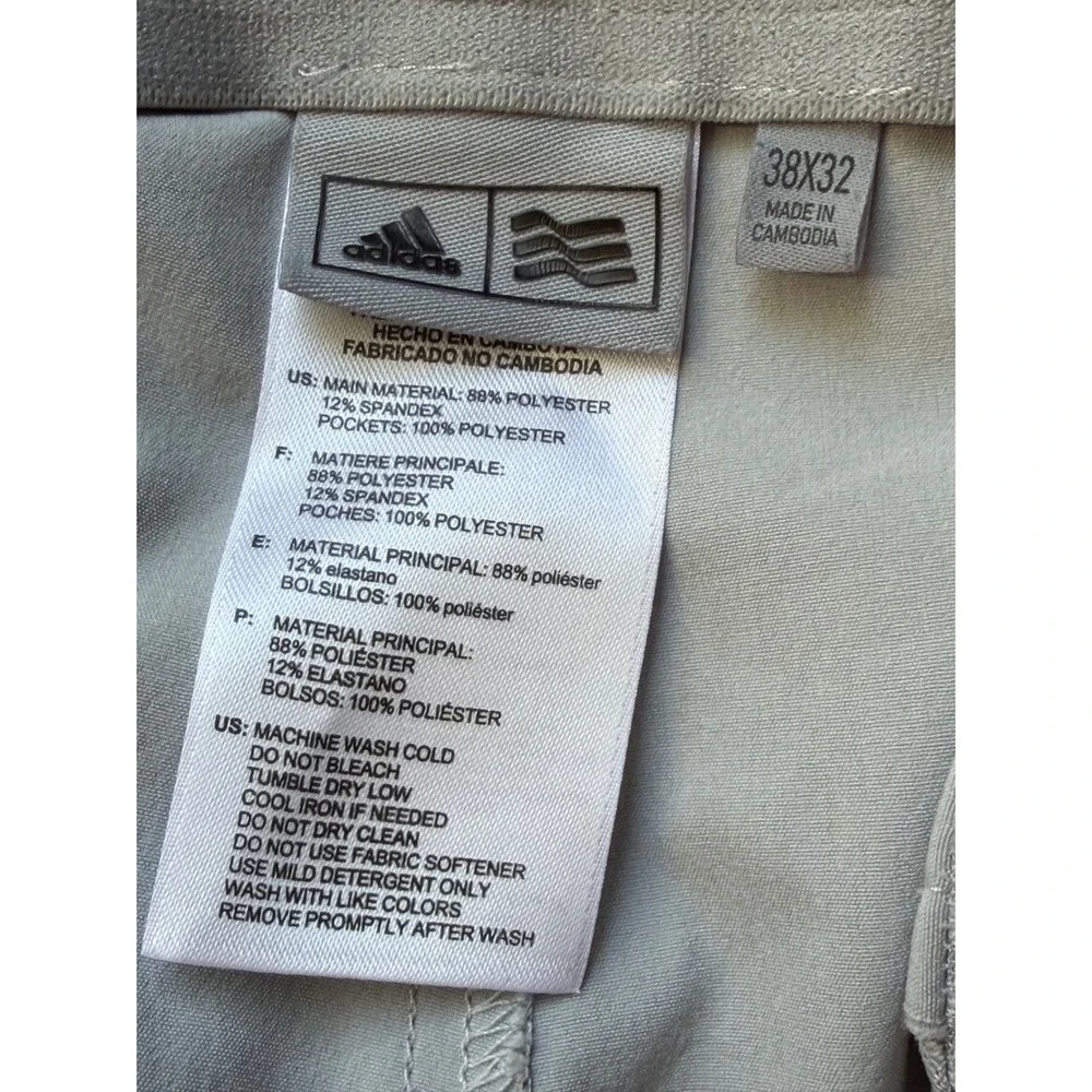 Adidas Ultimate365 Mens Golf Pants 38x32 Light Grey Stretch Performance Trousers